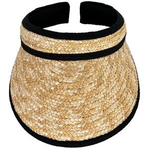 Stylish Tan and Black Straw Visor